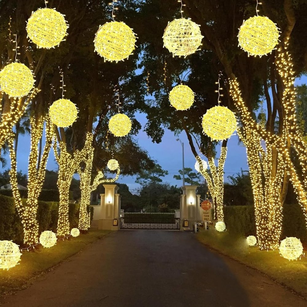 Outdoor Balls Lights Hanging‎ Tree Christmas Lights - 4 Pack 7.87" Sphere Lights